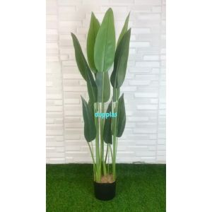 Pohon Plastik Artificial Daun Heliconia T120 Latex Pot Dasar Hitam Tanaman Hias Dekorasi Rumah Ruangan Aesthetic