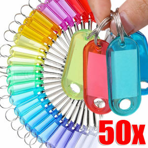 50/200ชิ้น ป้ายกุญแจพลาสติกพร้อมป้ายชื่อ / ป้ายพวงกุญแจ DIY สำหรับติดกระเป๋าเดินทาง / ป้ายบอกหมายเลขโรงแรม / ป้ายชื่อที่ใส่กุญแจ