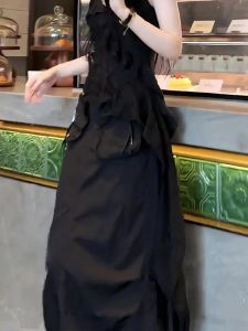 Black High Waist Straight Leg Workwear Skirt Fashionable Versatile Womens Mid-Length A-Line Skirt for Autumn Summer New Arrival