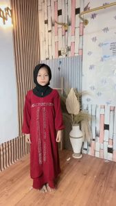 Gamis anak perempuan terbaru gamis layer bahan crinkle usia 7-10th
