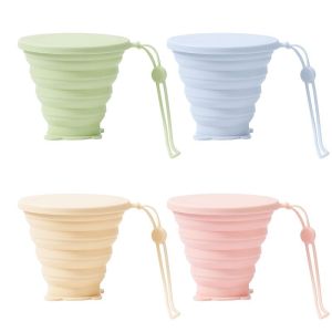 Portable Foldable Food Grade Silicone Travel Cup for Outdoor Camping Stainless Steel Straight Drink Cup for Kids