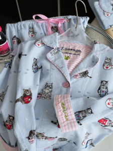 Pure Cotton Long Sleeve PJS Sleepwear Womens Home Clothes Set Coffee Cat Cartoon Print Autumn Winter Comfortable Soft Fabric