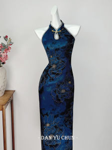 DanYuPure New Chinese Style Cheongsam Young Girl Floral Embroidery Summer Dress Breathable Low Slit Long Qipao for Women