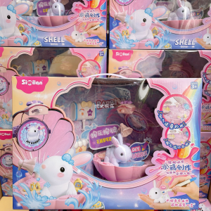 Kids Play House Artificial Pet Room Little Bunny Slide Cat Beauty Bath Toys Set Birthday Gift Box