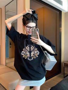 Fat Girl 150.00kg Extra Large Size Stylish Niche New Chinese Style Traditional Short Sleeve T-Shirt Womens Summer Bottoming Shirt Tops Fashion