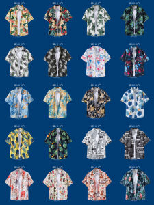 Summer Short Sleeve Beach Shirt Loose Travel Clothing Couples Outerwear Mens Casual Printed Polyester No Iron Treatment