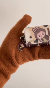 Cartoon Labubu Leather Pattern Earphones Case for AirPods 4 3 2 1 Pro Pro2 casing Hanging chain anti drop earphone protective cover for AirPods case