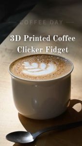 Fidget Toy Coffee Cup Clicker Cute Keychain – Stress Relief & ASMR Lovers | 3D Printed