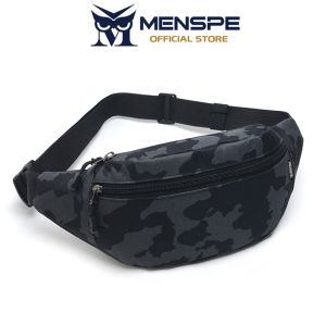 MENSPE Men’s Waist Bag Chest Bag Crossbody Bag Multi-Functional Fitness Bag Three Layer Pocket Design Small Waist Pouch Waterproof Wear-Resistant Waist Bag with Adjustable Strap for Workout Running