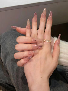 Lilynail Handmade Almond Drop Nail Stickers Strawberries Ice Cream Design Wearable False Nails Any Skin Type Soft Color Series