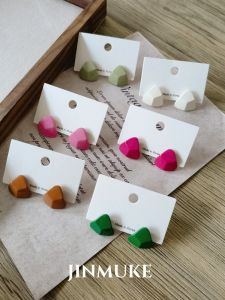 Elegant Pure Color Triangle Geometric Versatile Fresh out Fashion Earrings Womens Jewelry Accessories Korean Style
