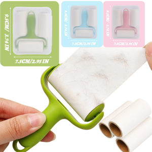 Pet Hair Clothes Lint Roller Kit / Tearable Sticky Roller Brush for Travel / Hair Remover Rollers / with 3 Replacement Refills
