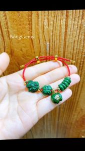 vòng tay nữ cỏ 4 lá ngọc cẩm thạch tự nhiên gắn xu kim tiền vàng tây mix hồ ly đồng điếu và túi tiền ngọc cẩm thạch tự nhiên bọc vàng tây vòng tay đá phong thủy trang sức thiết kế đủ hóa đơn thẻ bảo hành