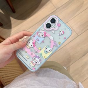 Sanrio | Ốp Điện Thoại Hoạt Hình Hello Kitty Cho iPhone 17/16/15 Pro Max Tích Hợp Giá Đỡ Từ Tính 2 Trong 1 Chống Sốc Chống Trượt Chống Xước