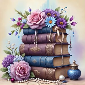 HUACAN Cross Stitch Kit Book Landscape Embroidery Sets Rose Flower Needlework Dmc Threads 11Ct Picture Printed Home Decor