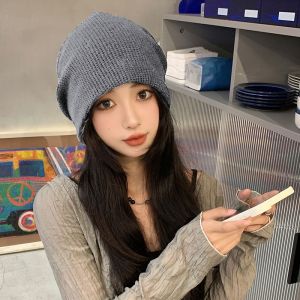 Lightweight Knitted Woolen Baby Hat for Women Summer Thin Postpartum Windproof Warm Large Circumference Head Cover Cap