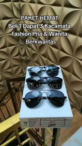 PAKET HEMAT Beli 1 Dapat 3 Kacamata Hitam Fashion Pria & Wanita - Sunglasses Eyewear