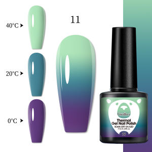 7ml Thermal Color-Changing Gel Polish - Reflective Glitter Soak-Off /LED Semi-Permanent Nail Varnish & Odorless 0°C to 30°C Ac