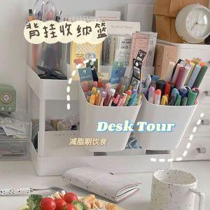 Portable Scandinavian Style Plastic Storage Basket for Desktop and Bedside Organizer with Single Layer Rectangular Shape