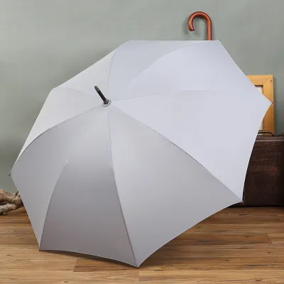 Automatic Opening Wooden Crook Handle UV Protection Golf Umbrella