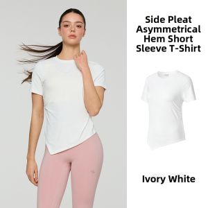 Pleated Irregular Hem Sport Tshirt