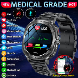 2025 New ECG+PPG Medical Grade Uric Acid Blood Glucose Smart Watch Blood Fat Heart Rate Bluetooth Call Health Monitor Smartwatch