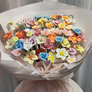 5pcs High Temperature Handmade Ceramic Simulation Flowers Eternal Life Flower Decorations Unique Creative Gifts for Home