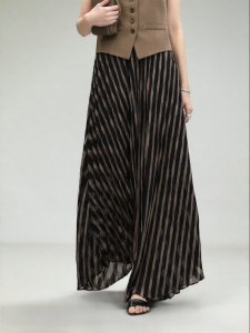 COCOBELLA | Irregular Striped Pleated Maxi Skirt for Women