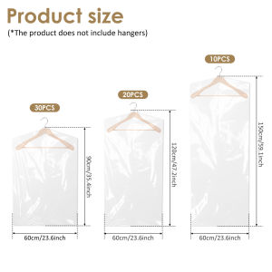 10-60PCS Clothes Dust Cover Length 90-150cm Clear Plastic Garment Bags Disposable Dustproof Wardrobe Storage Bags for Home Shop