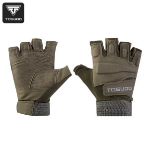 TOSUOD Cycling Half-finger Gloves Non-Slip Breathable Tactical Wear-Resistant Fishing Fingerless Gloves Back Hand Protection Pad
