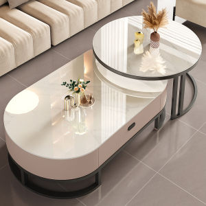 Modern Minimalist Luxury Rock Board Coffee Table Living Room Oval Shape Home Use Small Apartment Tea Table Simple Elegant