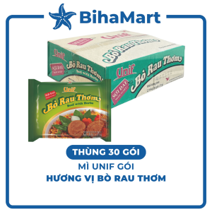 [THÙNG 30 GÓI] - UNI-PRESIDENT - Mì Unif hương vị Bò Rau Thơm (72g/gói) - Mì ăn liền Unif Mì Unif gói bò rau thơm
