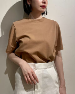 ZOEYJA Dem1xMarisol Cotton T-Shirt Clean Neat Back Zipper Premium Quality Short Sleeve round Neck Pure Color Womens Shirt