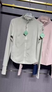 Áo dài tay nữ tập gym yoga pickleball dài tay xỏ ngón khóa kéo tôn dáng thun lạnh quảng châu cao cấp BINSPORTS A340