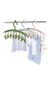 Thanh móc áo 8 kẹp HOKORI nhựa VIỆT NHẬT cao cấp - Phơi tất vớ quần áo bé đồ lót khăn - 2821-1