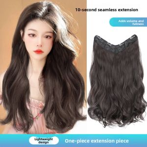 MONLEYTA | Long Curl Wig Womens Natural Looking Hair Extension Pieces Big Wave Curl Fake Hair Extensions Heat Silk Material