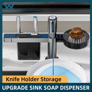Kitchen Press Sink Soap Dispenser Pump Kit Heightened Liquid Soap Dispenser With Knife Holder Detergent Extension Tube