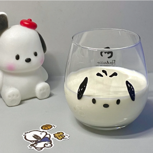 Adorable Cartoon Glass Cup High Aesthetic Value Pachat Dog Beverage Cup Girls Heart Creative round Shape Heat Resistant Daily Gift