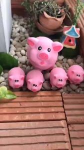 ของแต่งสวน หมูเซรามิค 1 ชุด ได้ 5 ตัว เซรามิค ชุดครอบครัวหมู ตุ๊กตาเซรามิคแต่งสวน ทนแดด ทนฝน