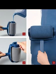 1pc Self-Priming Roller Brush Set with Extension Bar Plastic Wall Painting Tool for Latex Paint Easy Grip Handle Home Renovation Essentials