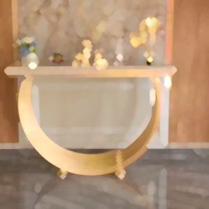 Meja Konsul Curva Gold Top Marmer Krem