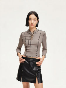 Vero Moda | Ribbon and Lace-up Fitted T-shirt for Women