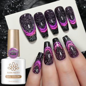 BORN PRETTY | BORN PRETTY 10ml Reflective Purple Cat Magnetic Gel Nail Polish Double Light Soak Off Gel Cat Magnet Gel Varnish Nail Supplies