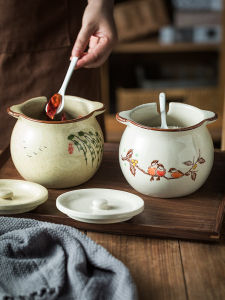 Ceramic Chili Pepper Jar Kitchen Storage Container Seasoning Oil Pig Shortening Jar Japanese Style Non-Electric Home Use