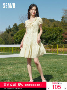 Váy Nữ Semir V-neck Họa Tiết Hoa Mềm Mại Mùa Hè 2025 Váy Midi Không Tay Cổ Chữ V Họa Tiết Hoa Họa Tiết Hoa Ngọt Ngào