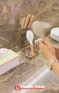 CSS Centong Nasi Silikon Gagang Kayu Harga Satuan Premium Sendok Nasi Rice Cooker Estetik Food Grade