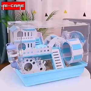 Transparent Premium Hamster Cage Habitats Acrylic with accessories toys modern luxury design bedroom bathroom treadmill runway running wheel hamster and small pet DIY cage with removable parts