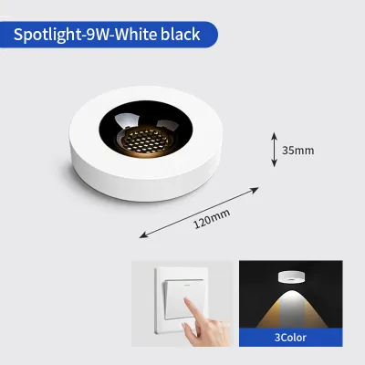 Modern 3 Color Downlight Surface Mounted Ultra-thin 9W Anti-glare No Flicker RA98 Eye Protection Spotlight LED Ceiling Light