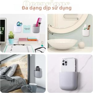 Hộp Đựng Đồ Treo Tường Giá Đỡ Điện Thoại Giá Đỡ Điều Khiển Từ Xa Điều Hòa Không Khí - Hộp Đựng Bằng Nhựa Thân Thiện Với Môi Trường Màu Xám