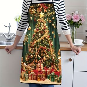 【Christmas Tree】Apron Dual-Use for Cooking & Cleaning Home Holiday Decor